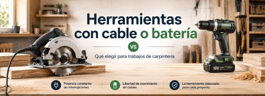 Herramientas con cable o batería: ¿Qué elegir para trabajos de carpintería?