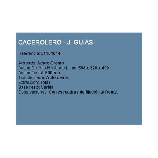 CACEROLERO MOD. 600 311010 INOX.