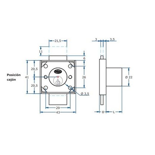 CERRADURA SOLAPADA 167/35mm LATONADA