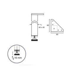 PATA ALUMINIO 150mm40X40mm