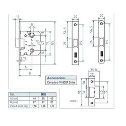 PICAPORTE UNIFICADO 1419/40mm CROMO MATE