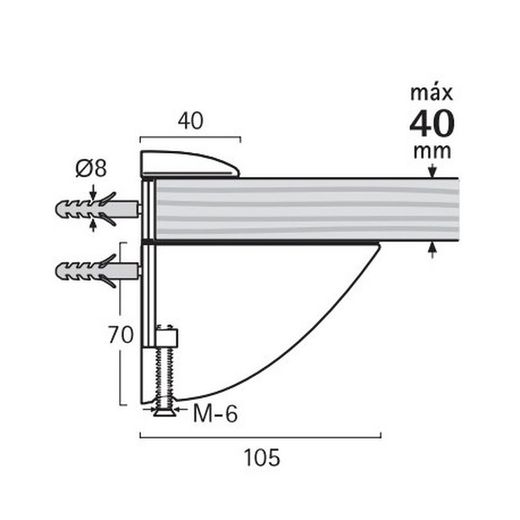 SOPORTE BALDA PELICANO CROMO MATE
